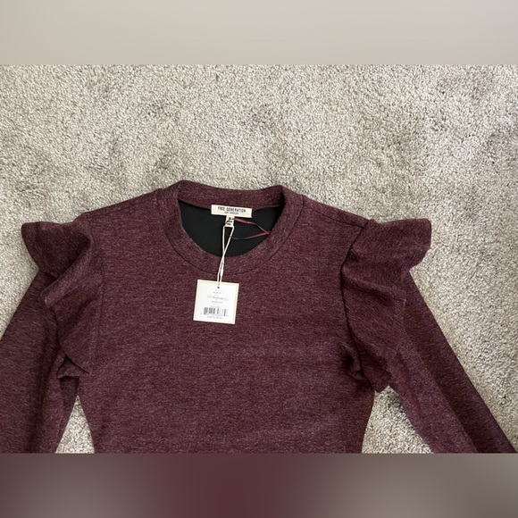 Free Generation Los Angeles Burgundy Ruffle Mini Dress - Picture 2 of 6